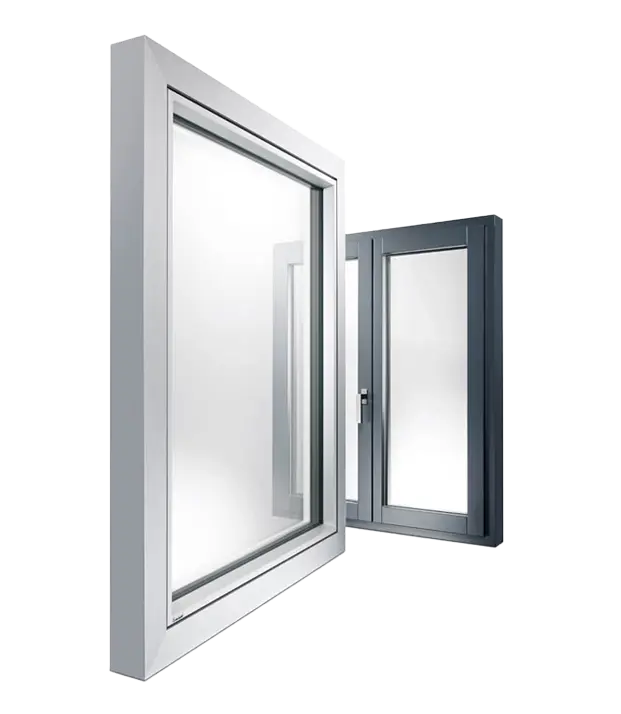 ACTUAL CUBIC F.line Fenster in Aluminium-Optik, flächenbündiges Design innen und außen