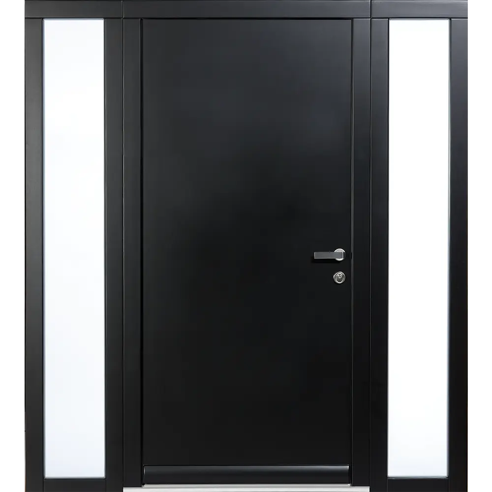 Moderne schwarze Haustür mit seitlichen Glaselementen – Design und Sicherheit von actual-berger